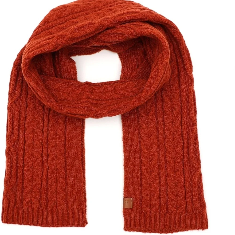 Cozy Cable Knit NWT FRYE Brick Red Rust scarf
